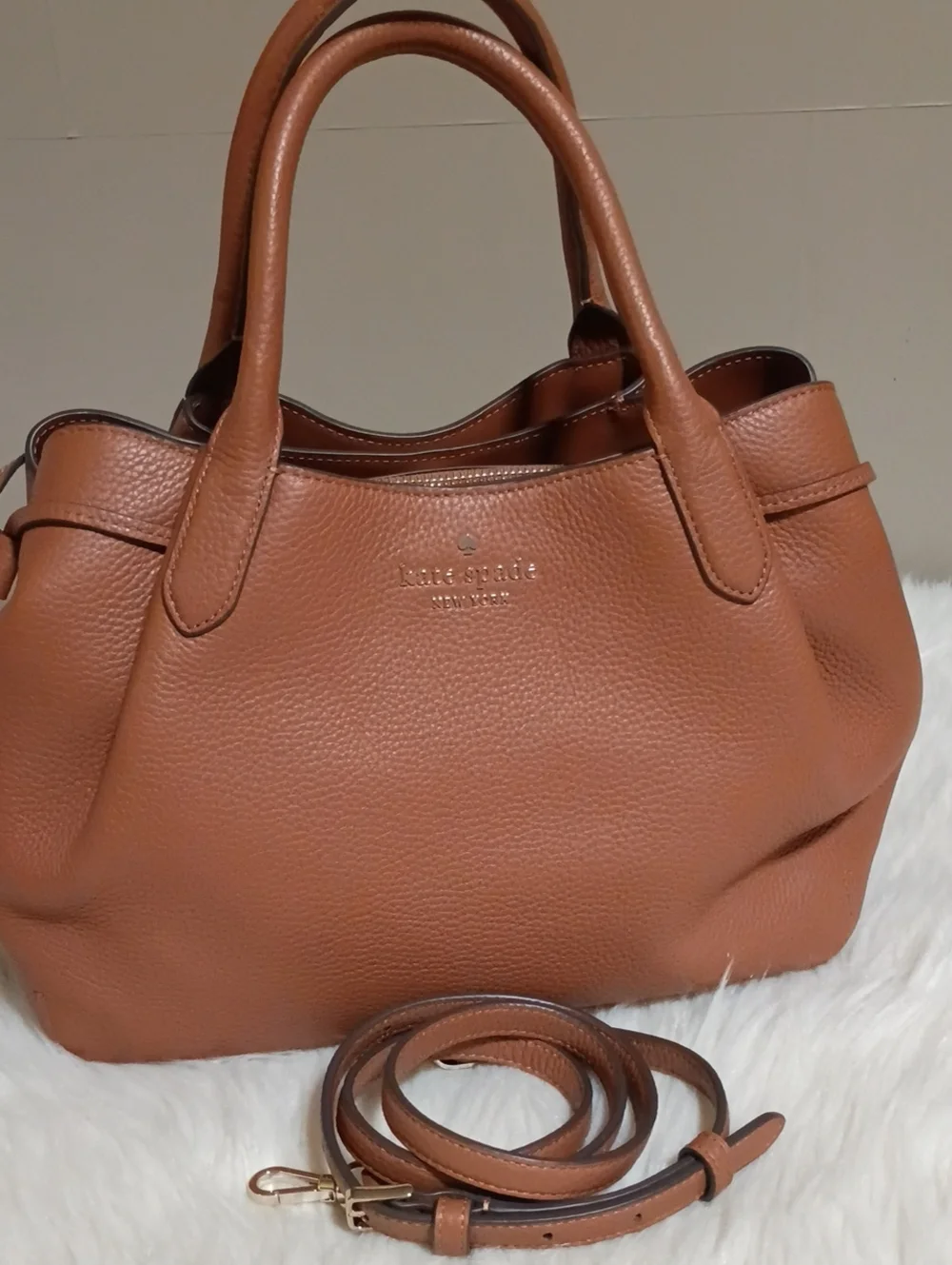 kate spade Dumpling satchel in Gingerbread Tan Pebble leather